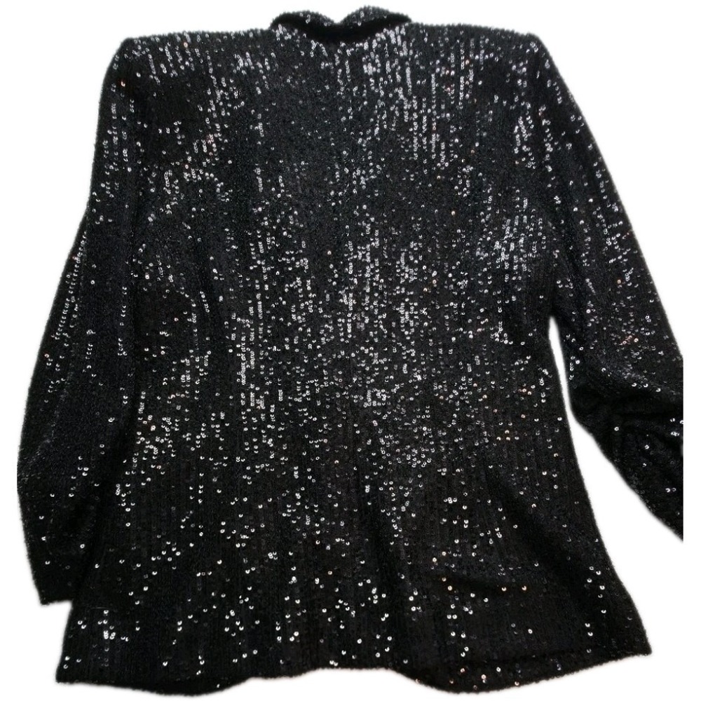 Dolcessa Swimwear Sequin Blazer Jacket Womens M Black NWT $295 One Button - Picture 3 of 10